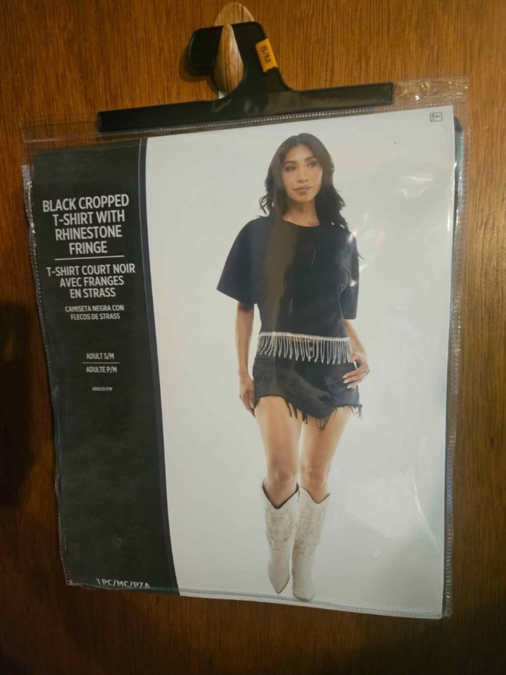 Black Crop Top With Rhinestone Fringe